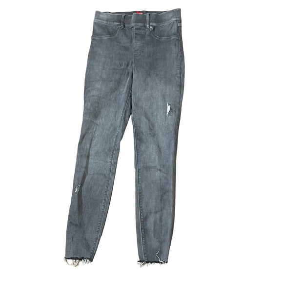 Spanx‎ Women's Pants Distressed Skinny Denim Frayed Hem Pull On Gray Size Small - Picture 1 of 11